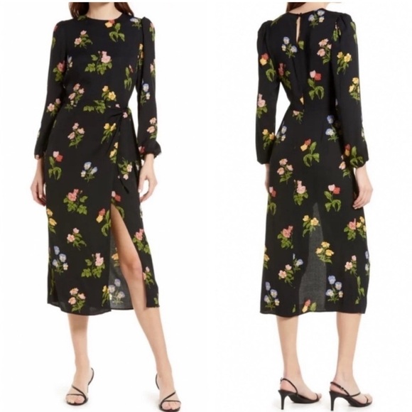 Reformation Reza Dress In Night Bloom Long Sleeve Dress Size 4 new with … - Picture 4 of 17